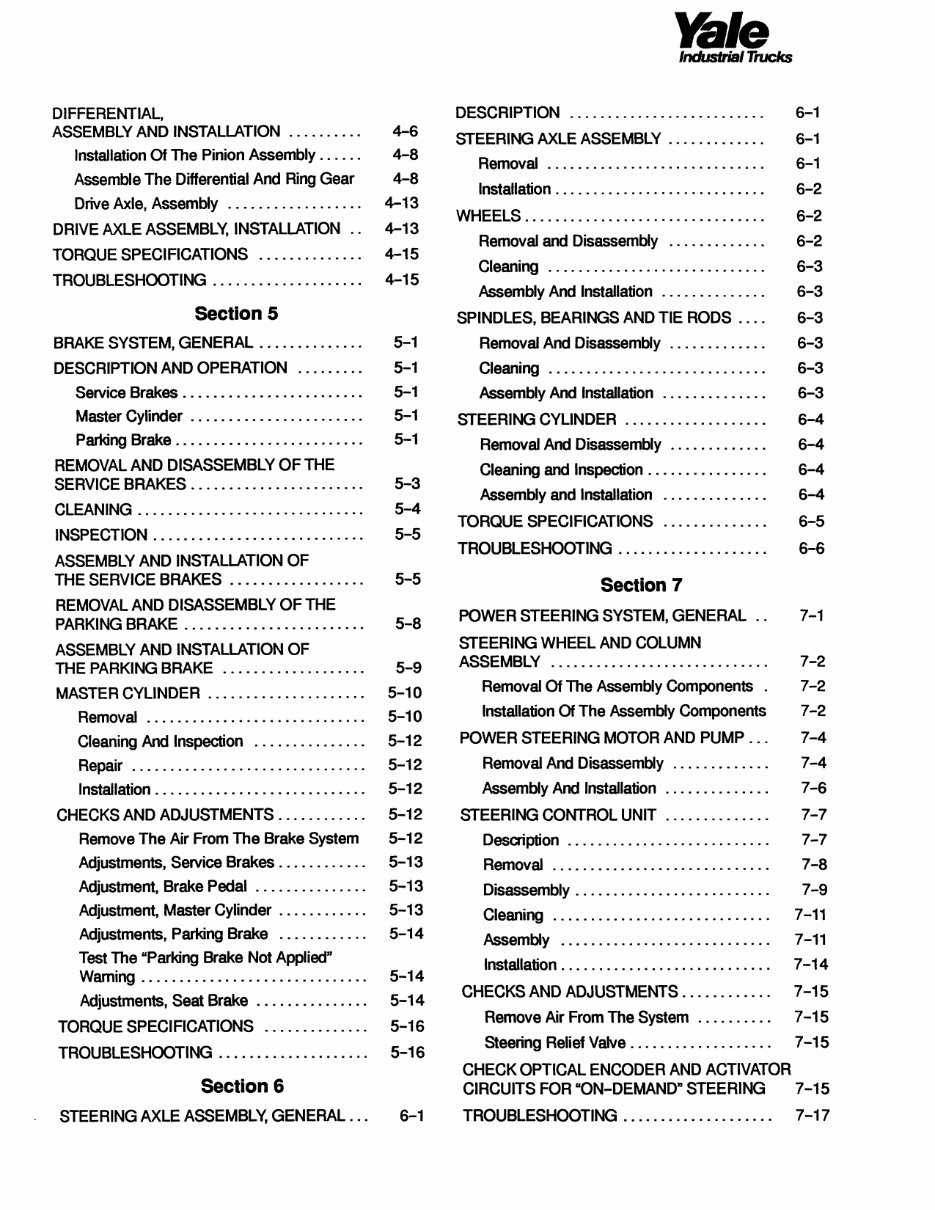 Yale ERC 040 RF Electric Forklift Factory Service & Work Shop Manual preview img 8