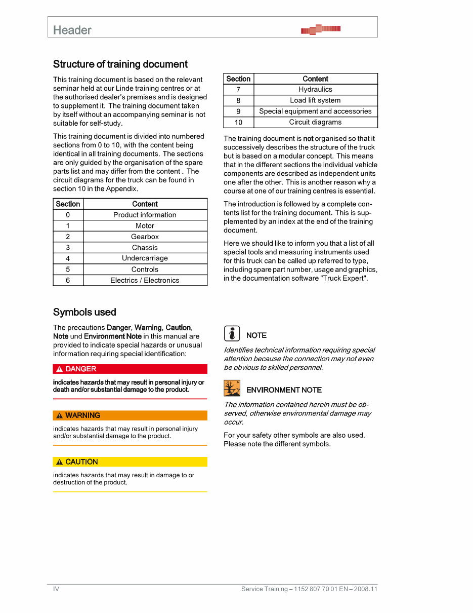 Linde Electric Pallet Truck Type 1152: T16, T18, T20 Service Training (Workshop) Manual preview img 4