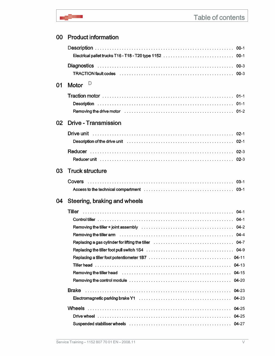 Linde Electric Pallet Truck Type 1152: T16, T18, T20 Service Training (Workshop) Manual preview img 5
