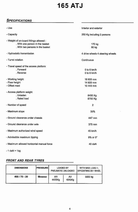 Manitou 165 ATJ Telescopic Access Platform Service Manual preview img 10