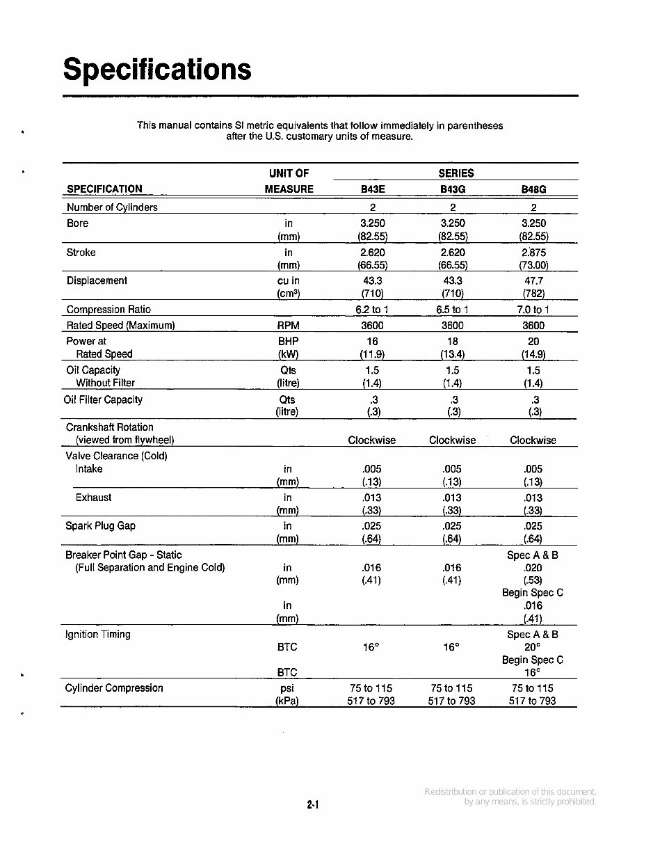 onan B43E B43G P218G B48G P220G and T260 service manual preview img 7