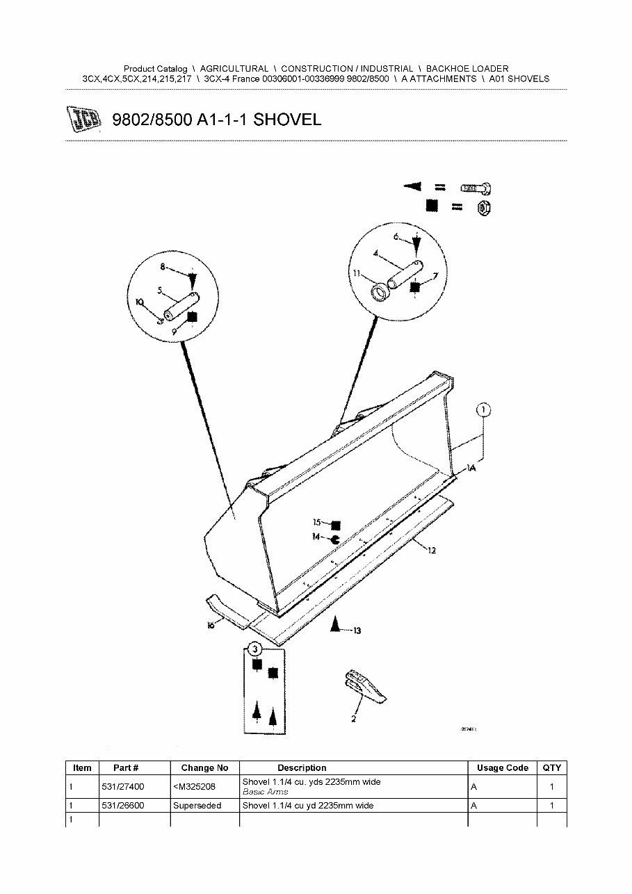 JCB 3CX-4 Backhoe Loader (SN 00306001-00336999) Parts Catalog preview img 2