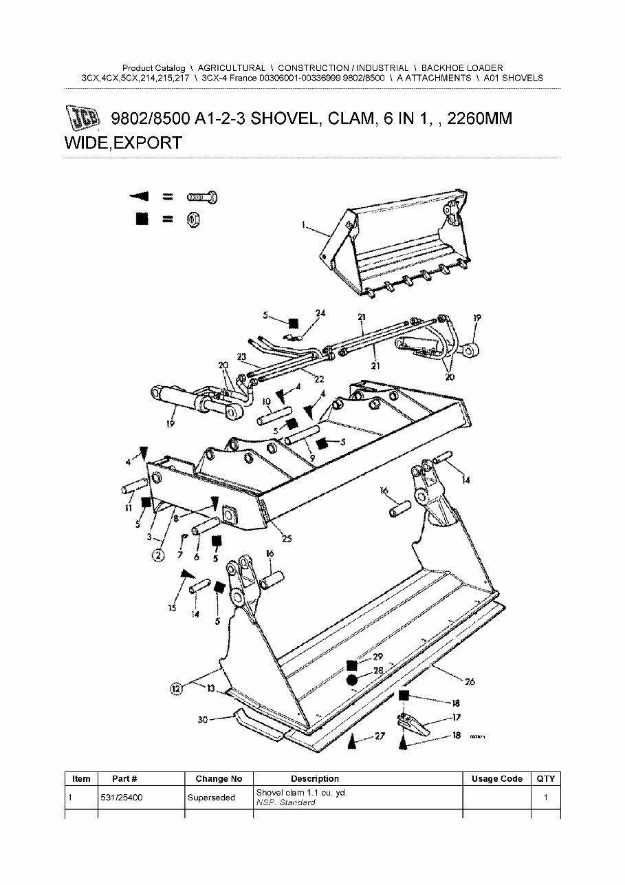 JCB 3CX-4 Backhoe Loader (SN 00306001-00336999) Parts Catalog preview img 8