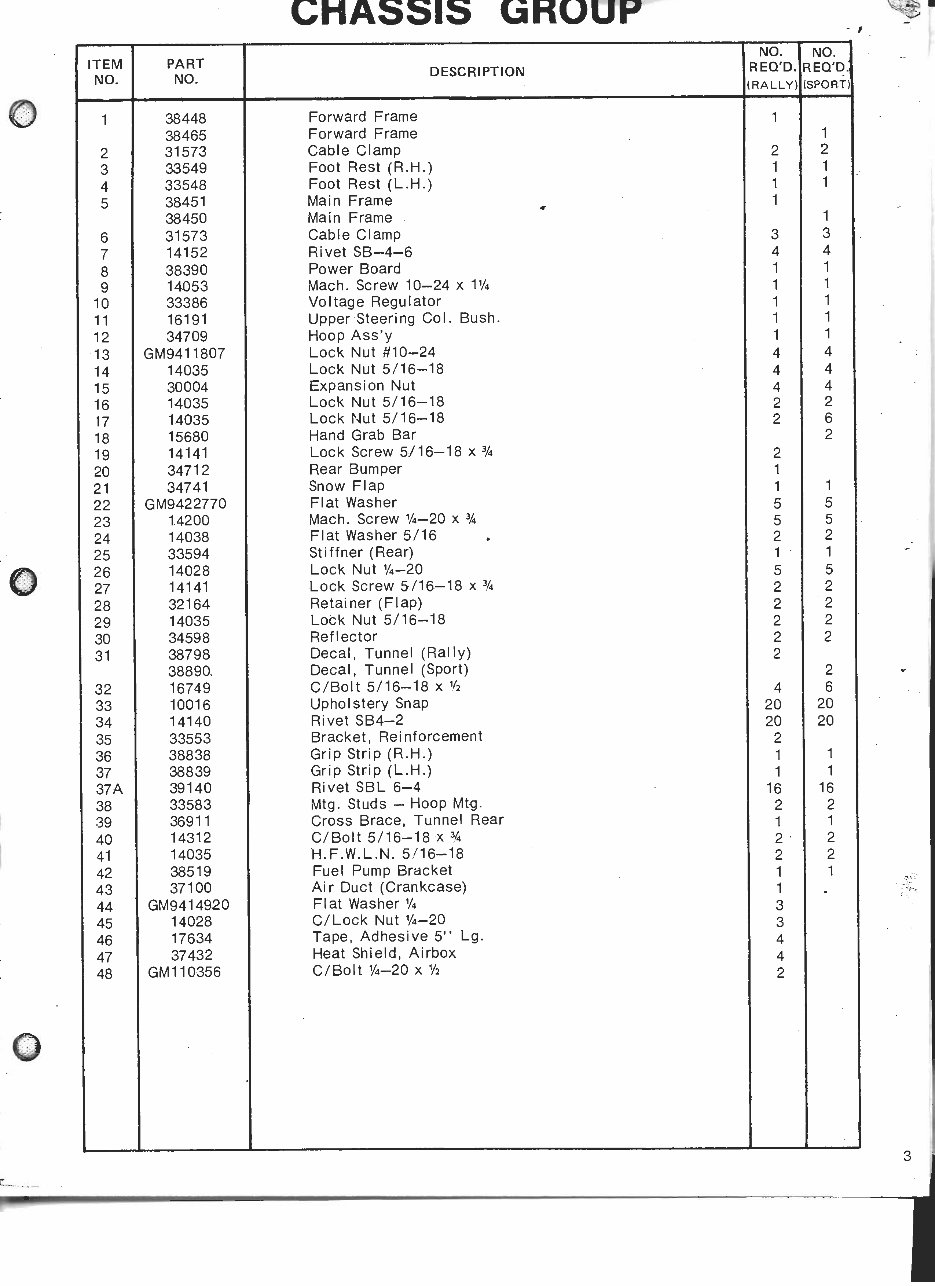 1976 Rupp Snowmobile Rally n Sport chassis parts manual preview img 2