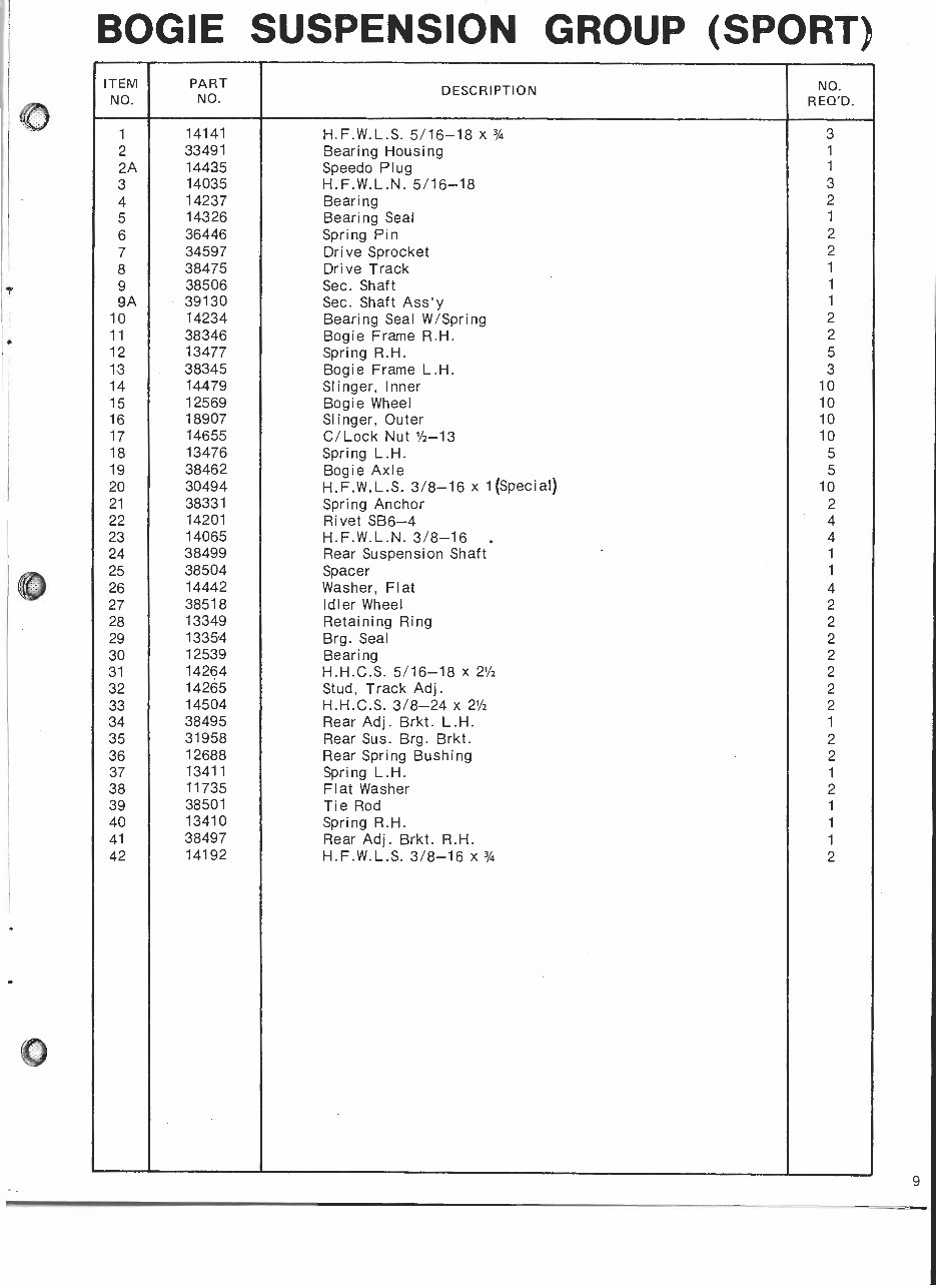 1976 Rupp Snowmobile Rally n Sport chassis parts manual preview img 9