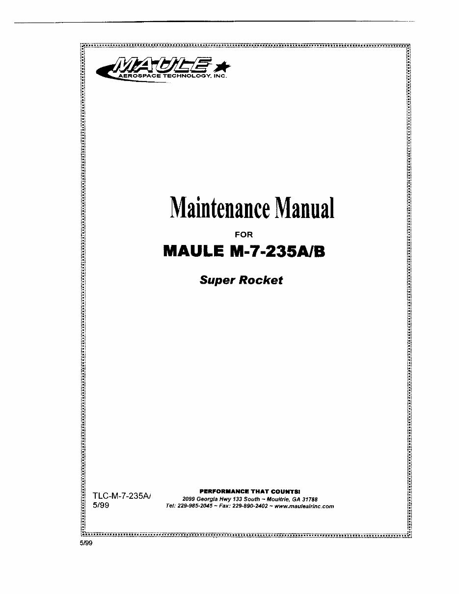 Maule M7 235 A/B aircraft maintenance manual preview img 1