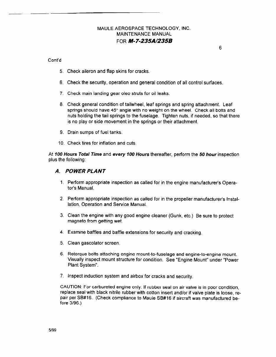 Maule M7 235 A/B aircraft maintenance manual preview img 10