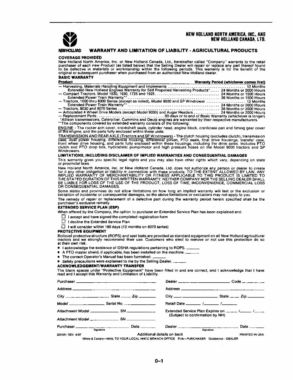 NEW HOLLand TS90 TS100 TS110 SYNCHRO COMMand and ELECTROSHIFT TransmissionS Tractor Operators Manual preview img 3