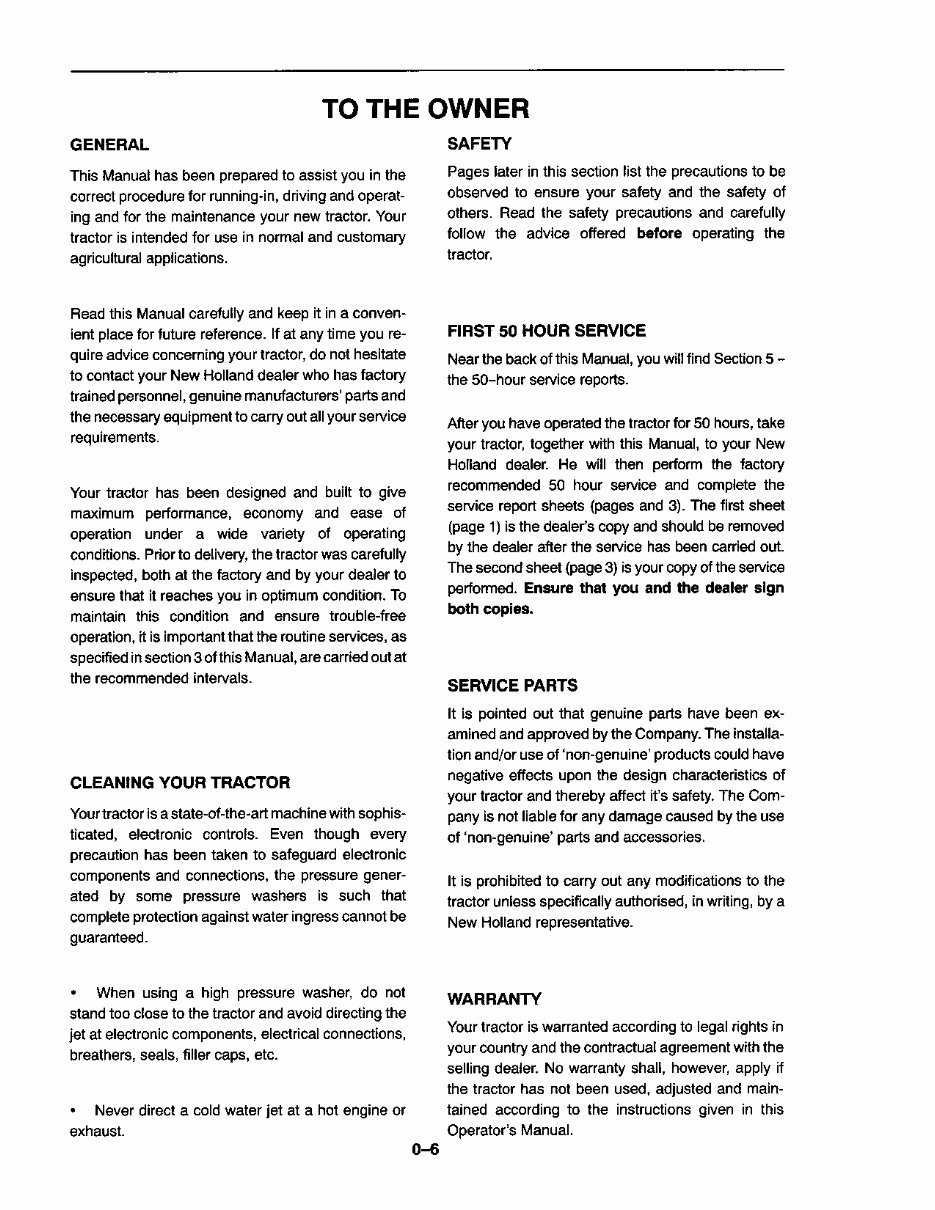 NEW HOLLand TS90 TS100 TS110 SYNCHRO COMMand and ELECTROSHIFT TransmissionS Tractor Operators Manual preview img 8