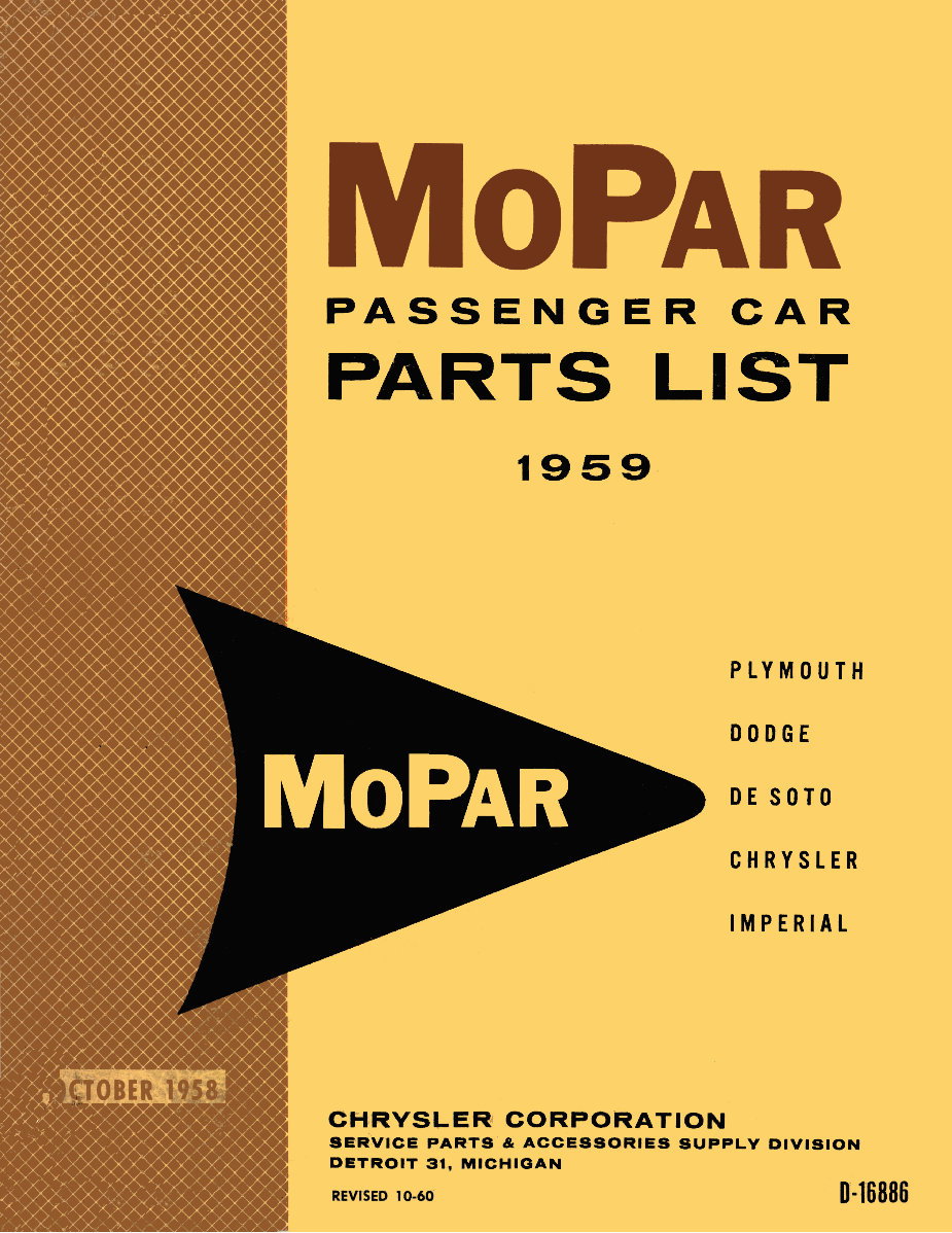 1959 Dodge Chrysler Plymouth DeSoto Imperial Master Parts Catalog Fireflite Firesweep Firedome Coronet Custom Royal Savoy Belved preview img 1