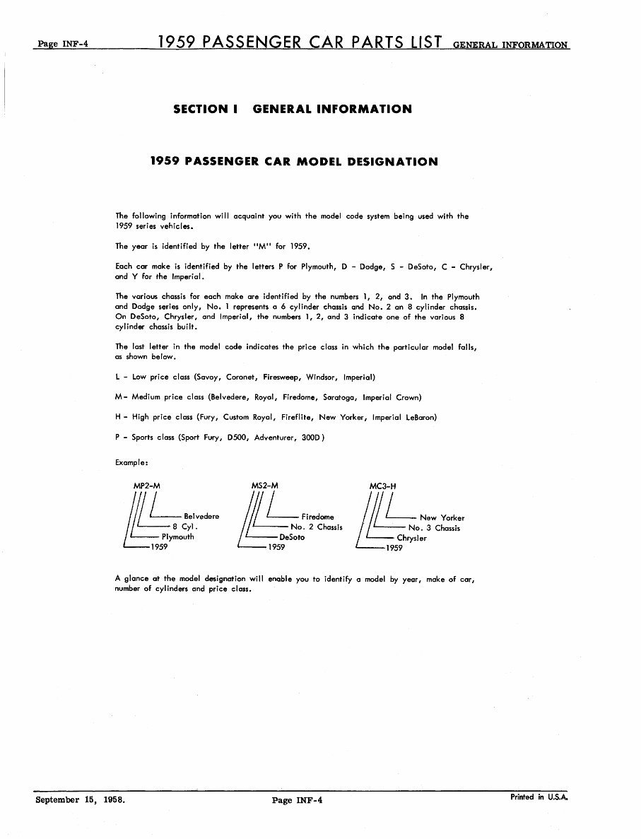 1959 Dodge Chrysler Plymouth DeSoto Imperial Master Parts Catalog Fireflite Firesweep Firedome Coronet Custom Royal Savoy Belved preview img 6