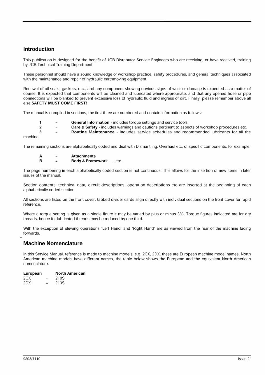 JCB 2CX/2DX/210/212 Backhoe Loader OEM Service & Repair Manual preview img 2