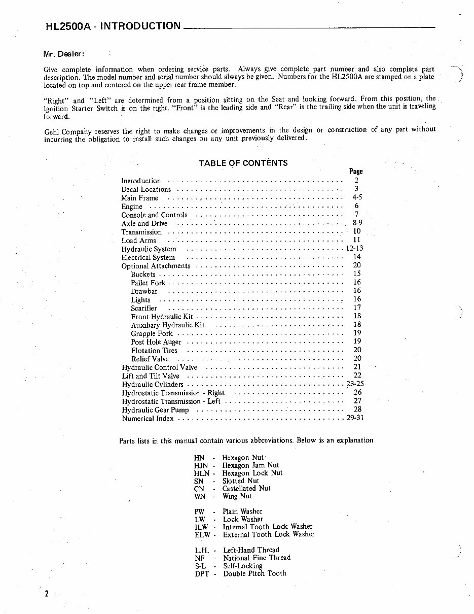 GEHL HL2500A Skid Loader Parts Manual preview img 2