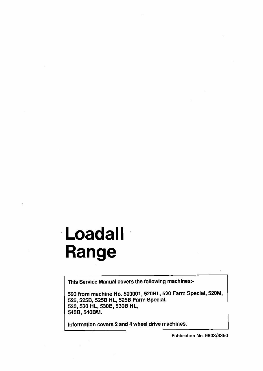 JCB Loadall Range 520 525 530 540 B BM H HI Service & Repair Workshop Manual preview img 1