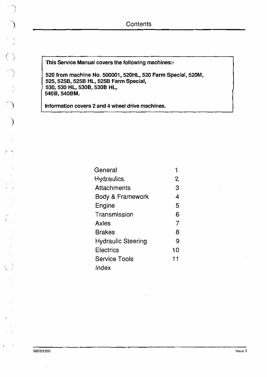 JCB Loadall Range 520 525 530 540 B BM H HI Service & Repair Workshop Manual preview img 3