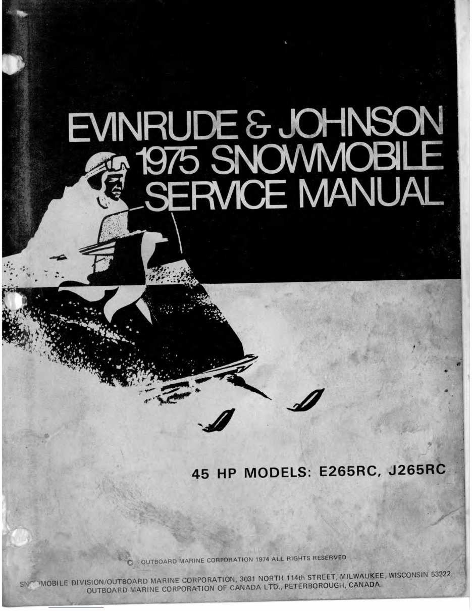 Johnson Evinrude 1975 rotary snowmobile service manual preview img 1