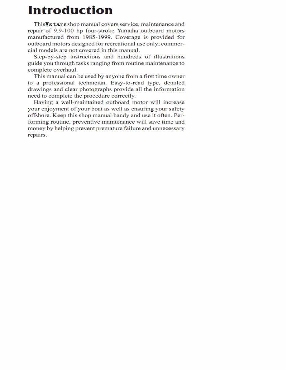 1992-1995 Yamaha 9.9HP 4-Stroke High Thrust Outboard Repair Manual preview img 4