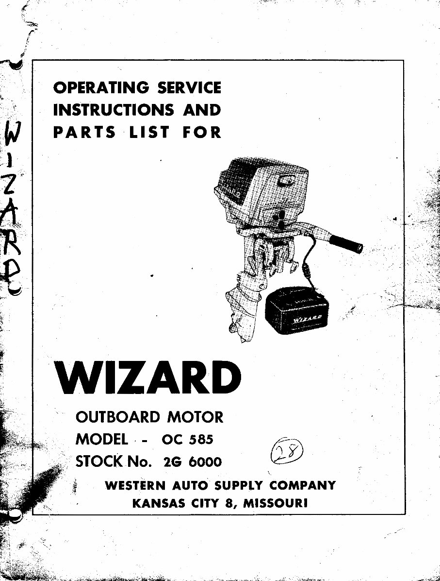 Wizard outboard motor parts n ops manual western auto preview img 1