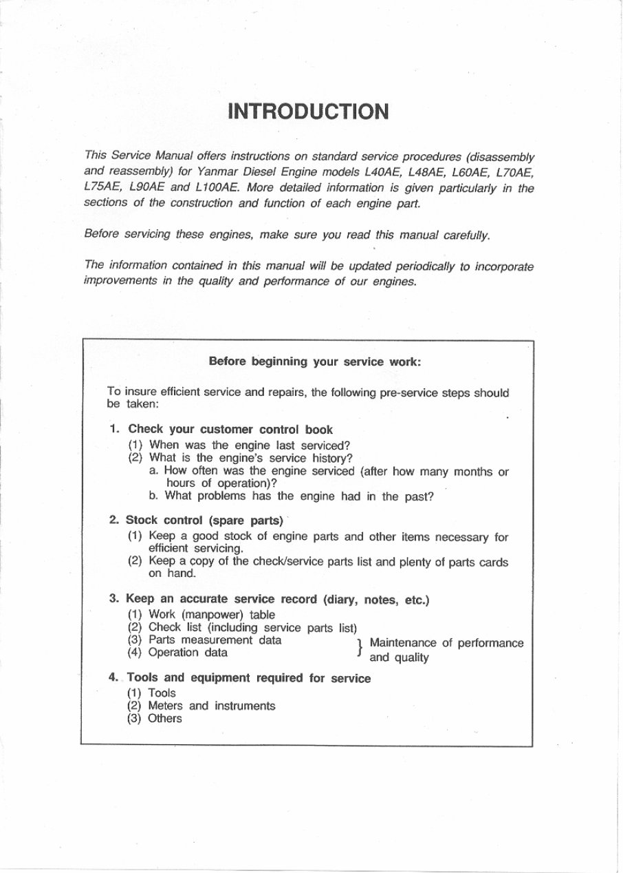 YANMAR L40-L100 Air Cooled LA Series INDUSTRIAL Diesel EngineS Service Repair Manual preview img 2