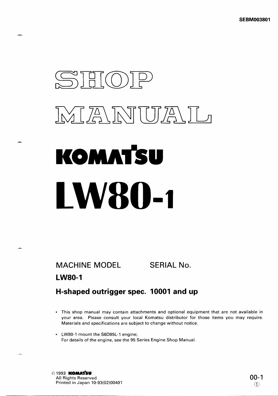 Komatsu LW80-1 mobile Crane Service & Repair Manual preview img 1