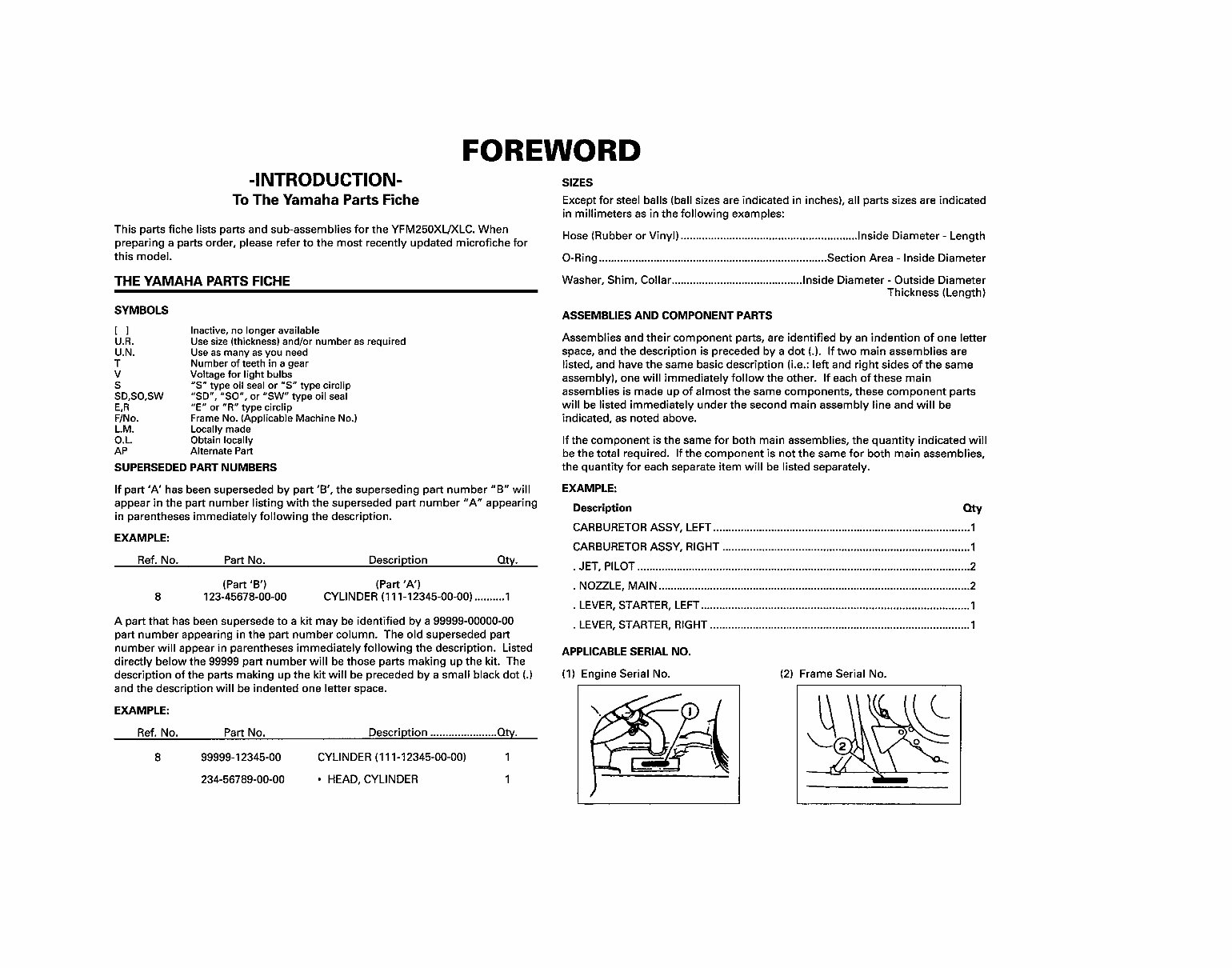 YAMAHA BEAR TRACKER YFM250 Parts Manual Catalog 1999 preview img 2