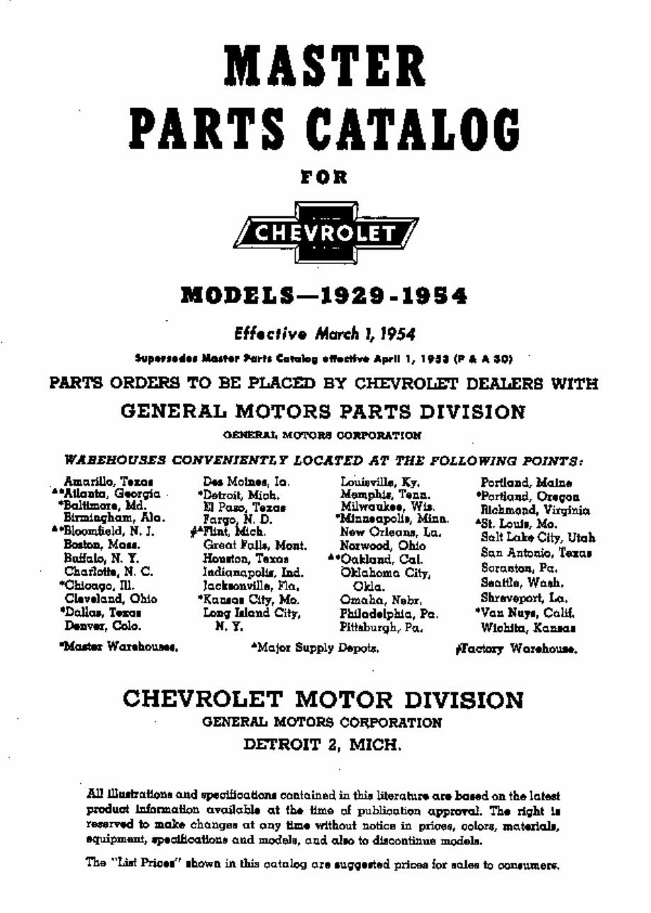 1929-1931 Chevrolet Styleline Fleetline Bel Air Two Ten Station Wagon Suburban Carryall Truck Deluxe Parts Catalog preview img 1