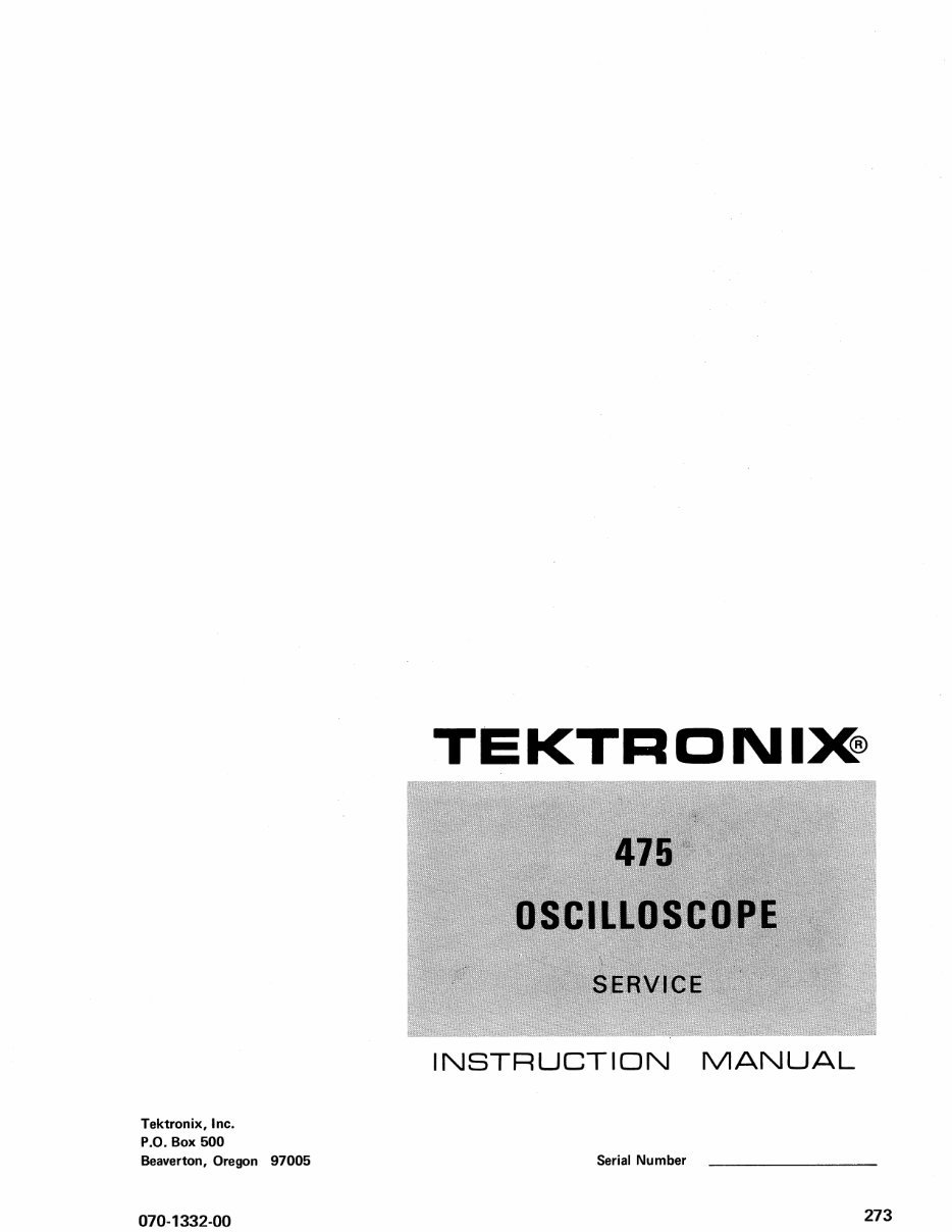 Tektronix R475A OSCILLOSCOPE Repair Manual preview img 1