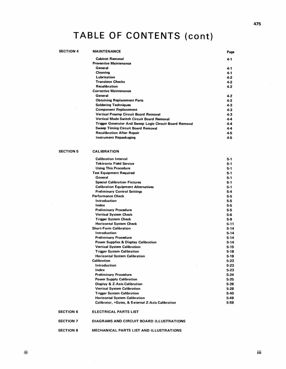 Tektronix R475A OSCILLOSCOPE Repair Manual preview img 5