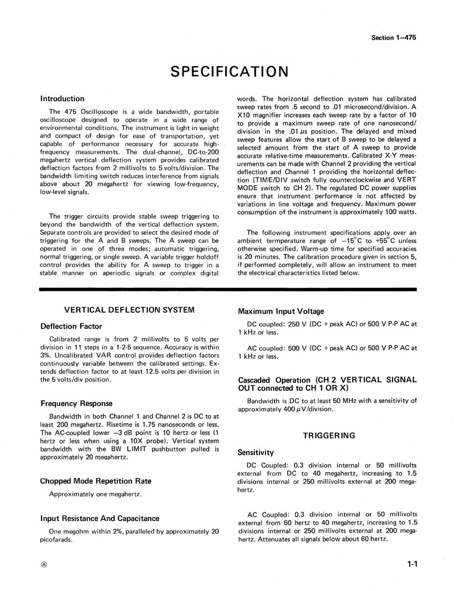 Tektronix R475A OSCILLOSCOPE Repair Manual preview img 7