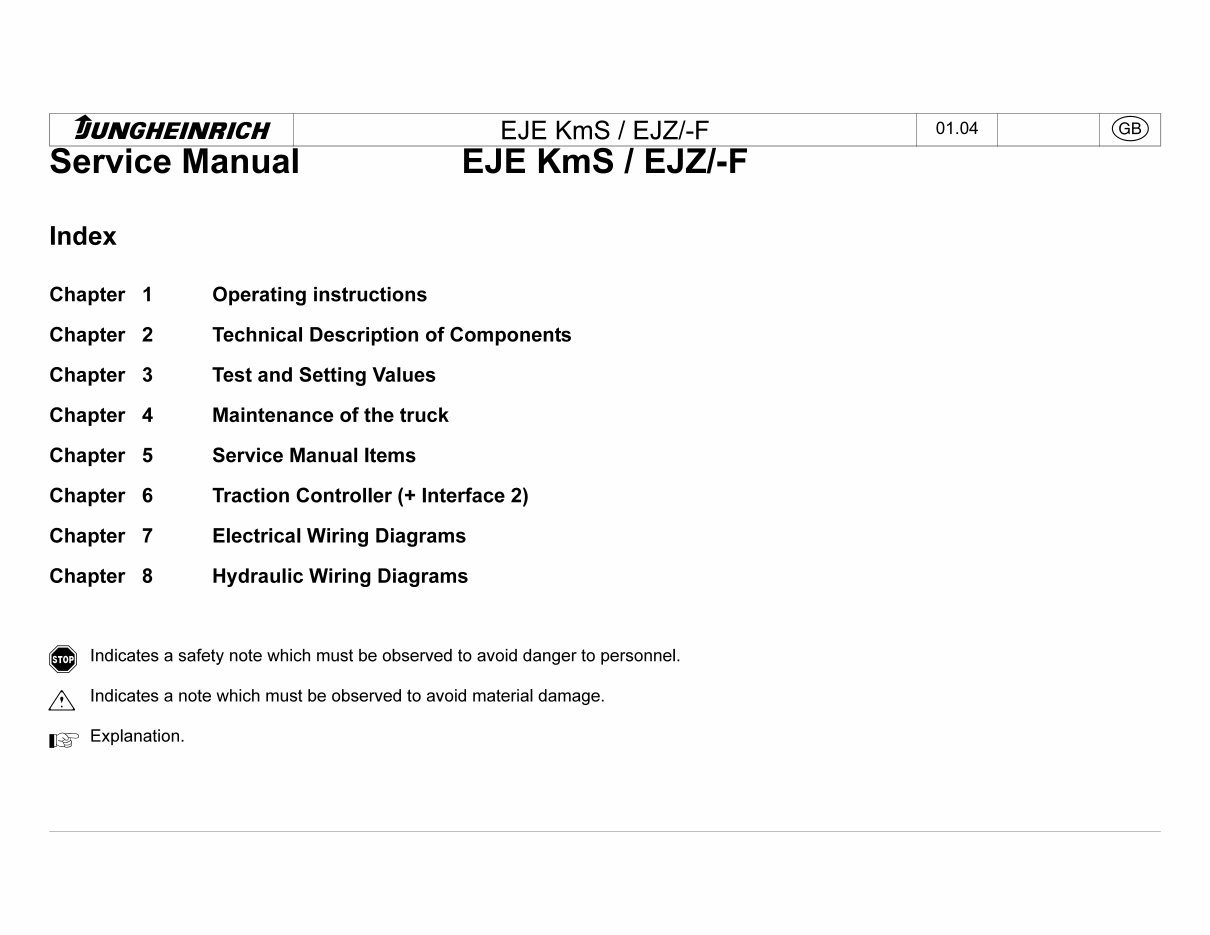 Jungheinrich Pallet Truck ECE 116, EJE KmS 16, EJZ 30-F Workshop Service Manual preview img 1