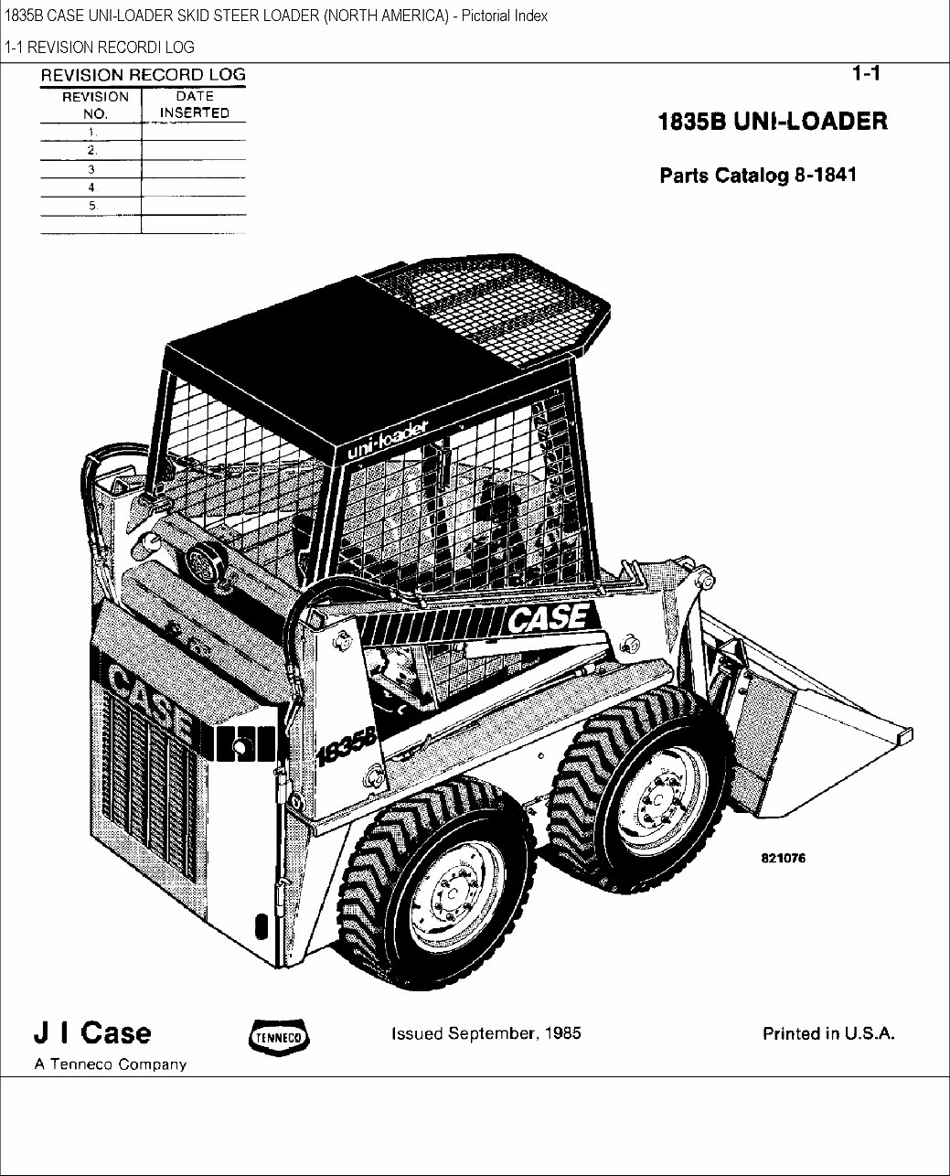 CASE 1835B Skid Steer Loader Parts Catalog Manual preview img 1
