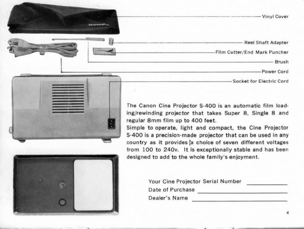 CANON S-400 CINE PROJECTOR Manual preview img 2