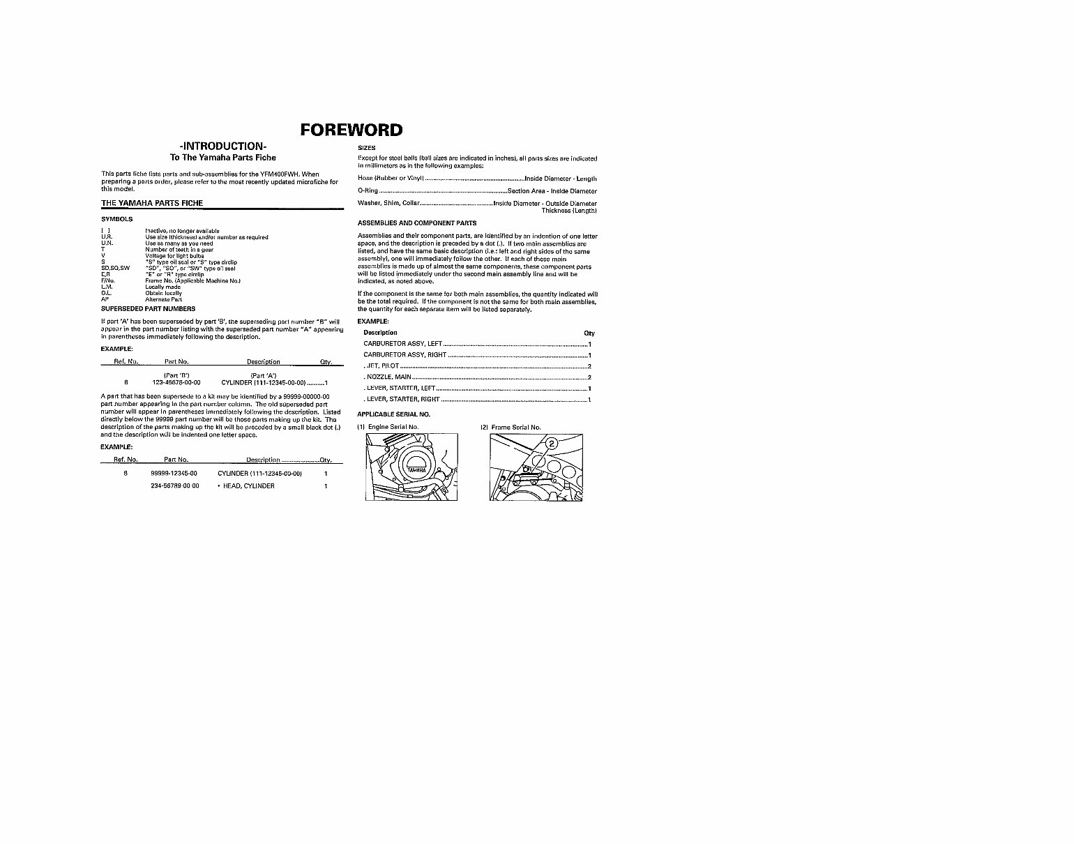 YAMAHA KODIAK 400 ATV Replacement Parts Manual 1996 preview img 2