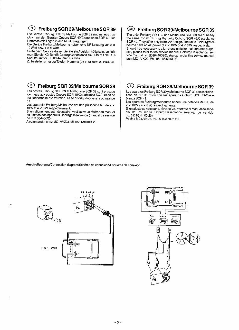 Schematic Diagrams Manual BLAUPUNKT FREIBURG/MELBOURNE SQR-39 CAR STEREO preview img 3