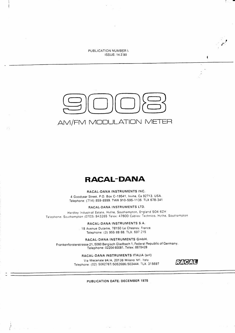 RACAL 9008 AM/FM MODULATION MODULATOR Repair Manual preview img 1