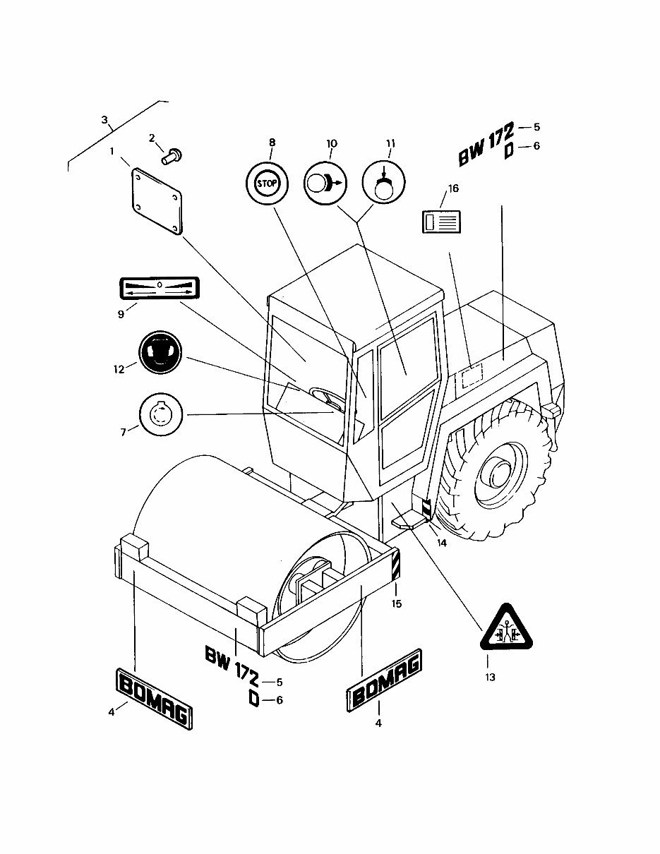 Bomag BW172 D-2A Single drum vibratory rollers Service Parts Catalogue Manual SN101520600132-101520600480 preview img 5