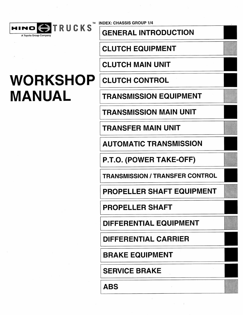 2009 Hino Trucks Engine & Chassis Service & Repair Manual preview img 4