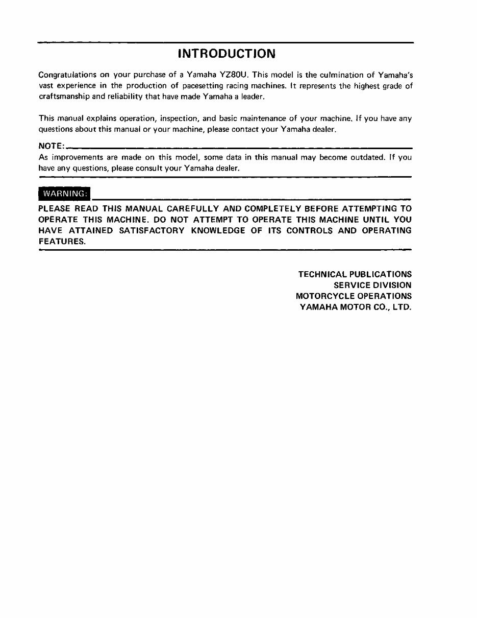1985-1989 Yamaha YZ80 Motorcycle Service & Repair Manual preview img 3