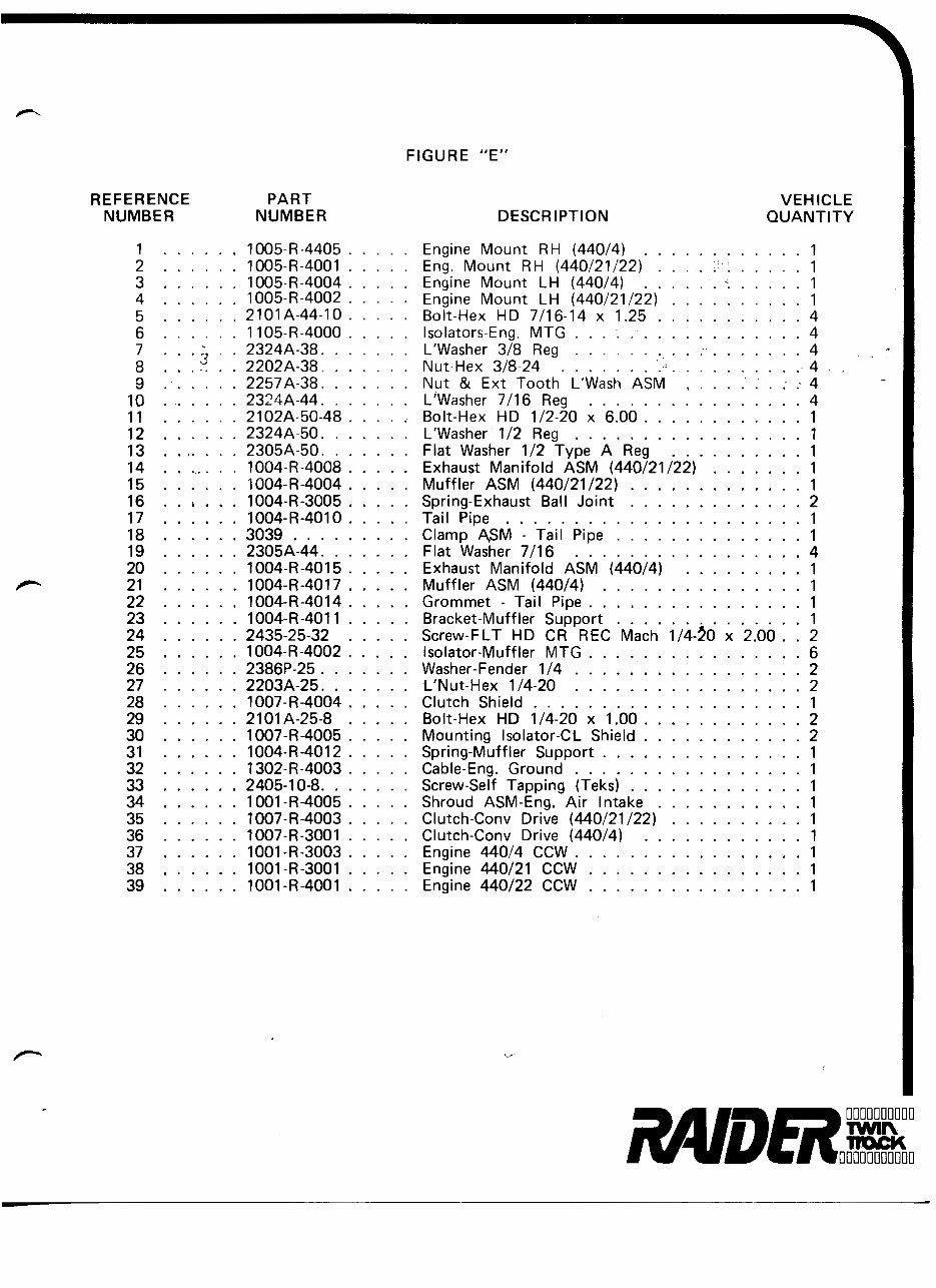 Raider snowmobile double eagle factory parts manual preview img 9