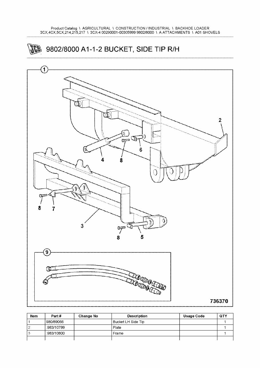 JCB 3CX-4 SITEMASTR BACKHOE Loader Parts Catalog Manual (SER. NUMBER 00290001-00305999) preview img 5