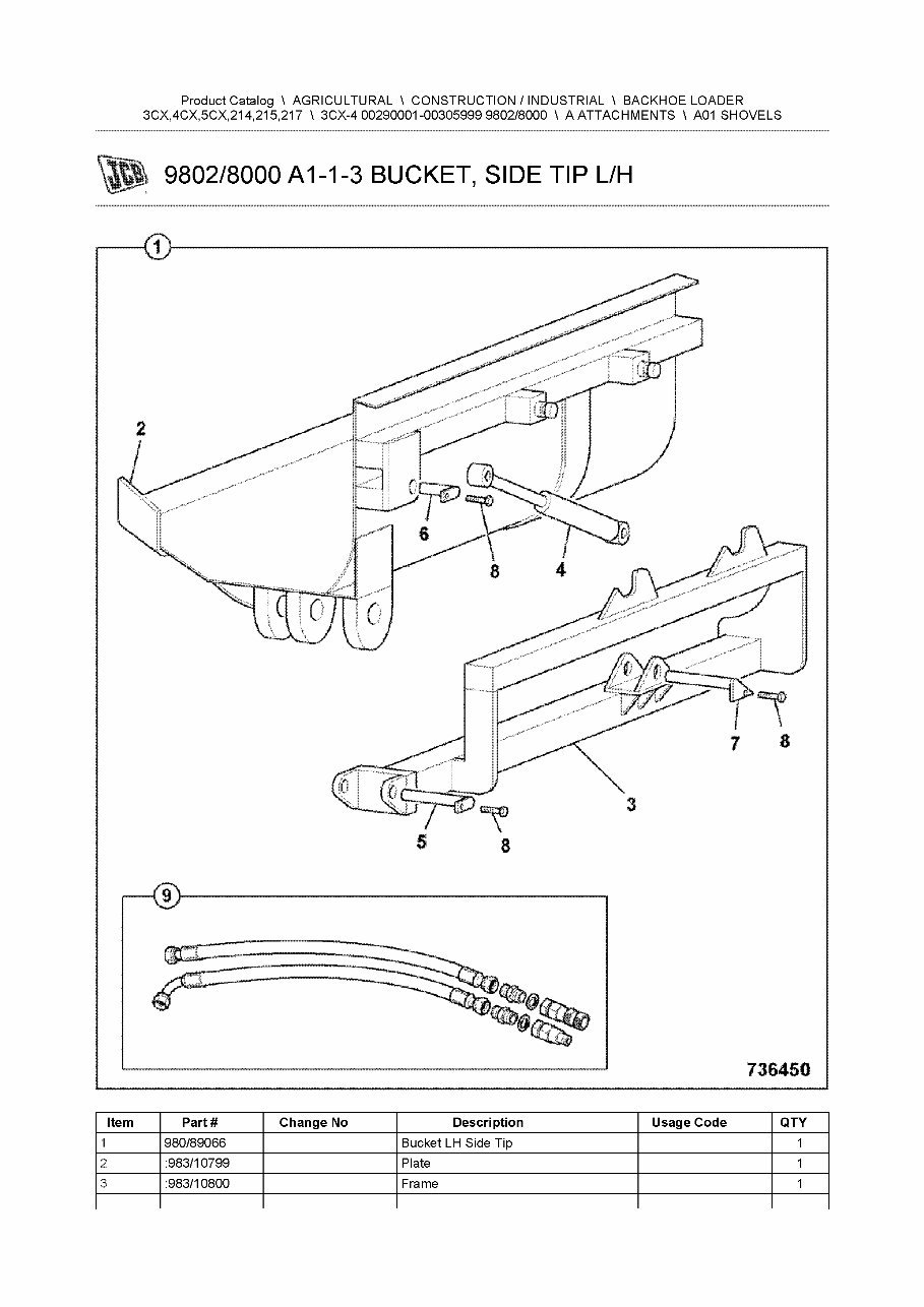 JCB 3CX-4 SITEMASTR BACKHOE Loader Parts Catalog Manual (SER. NUMBER 00290001-00305999) preview img 7