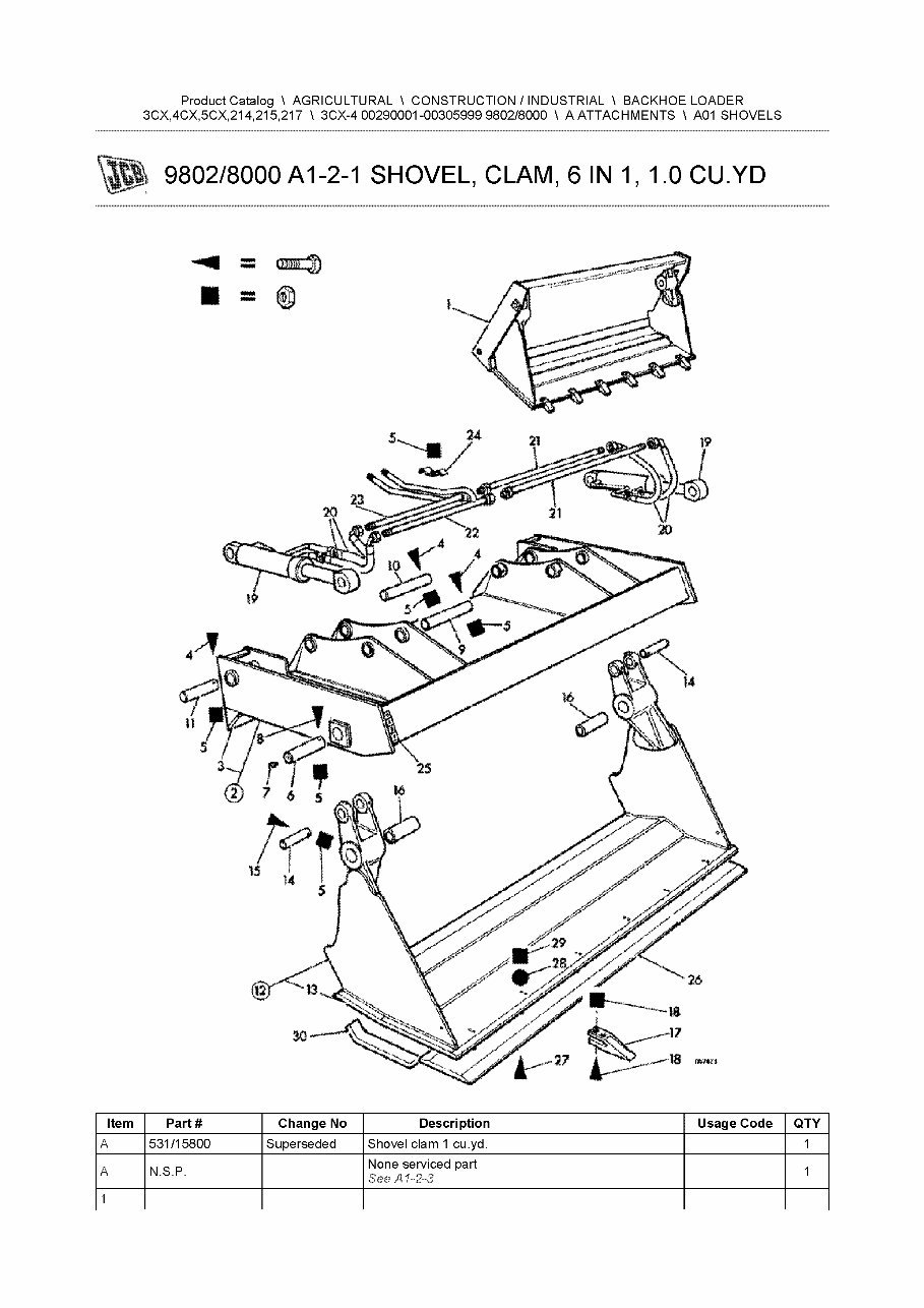 JCB 3CX-4 SITEMASTR BACKHOE Loader Parts Catalog Manual (SER. NUMBER 00290001-00305999) preview img 9
