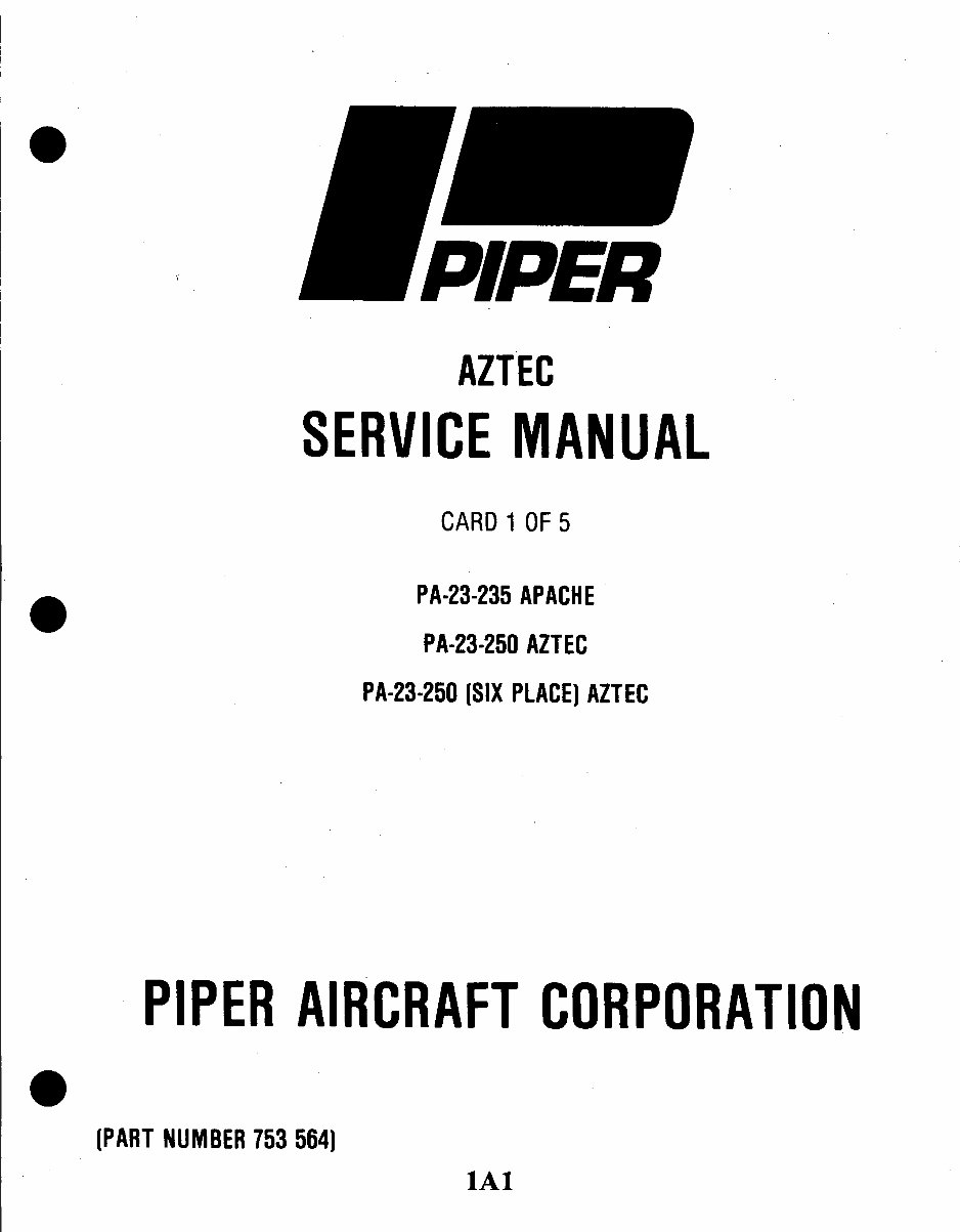 Piper PA-23 Aztec Service & Repair Manual preview img 1