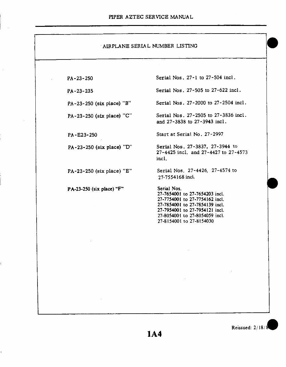 Piper PA-23 Aztec Service & Repair Manual preview img 4
