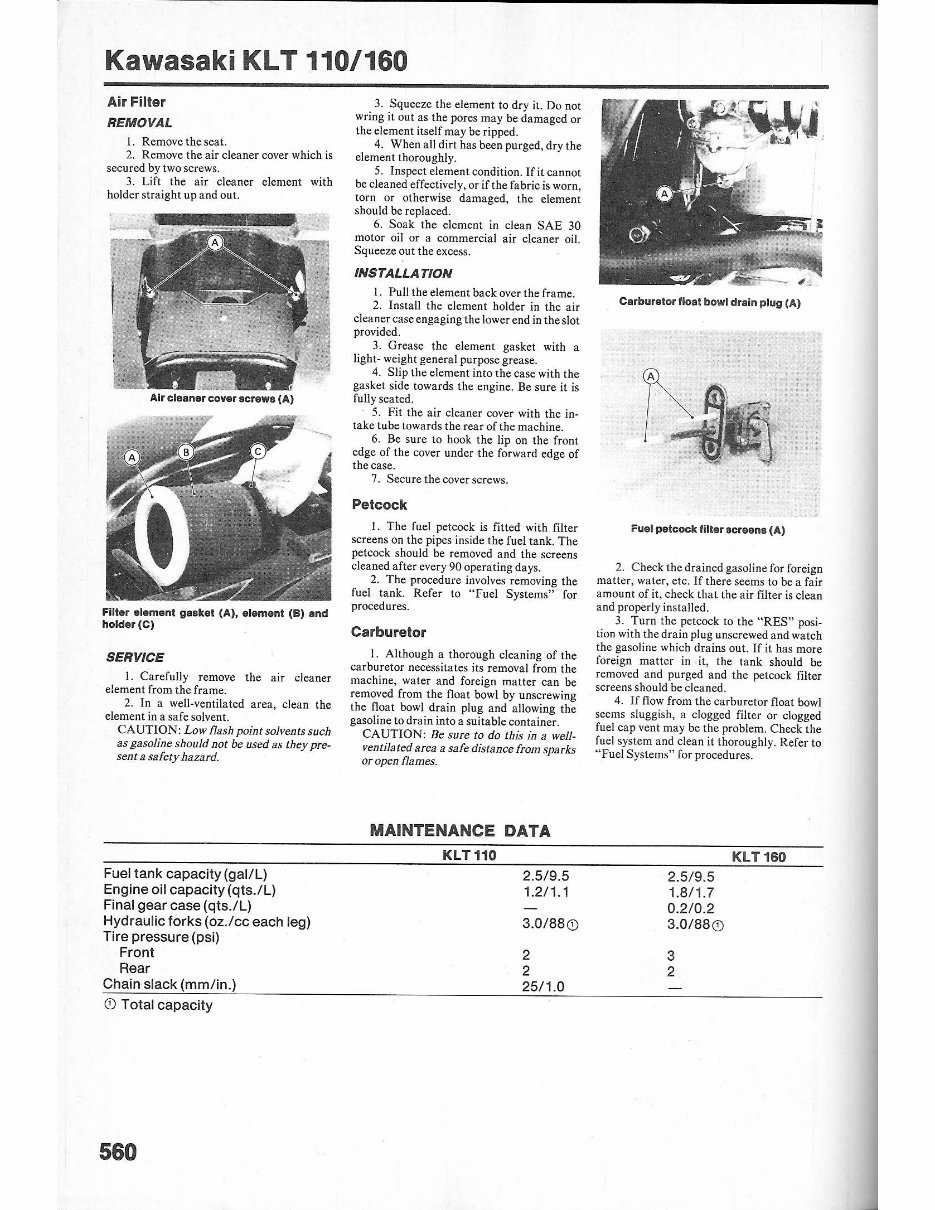 1984-1986 KLT110 KLT160 KLT 110 160 Service & Repair Manual preview img 6
