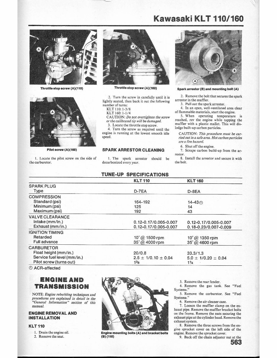 1984-1986 KLT110 KLT160 KLT 110 160 Service & Repair Manual preview img 9