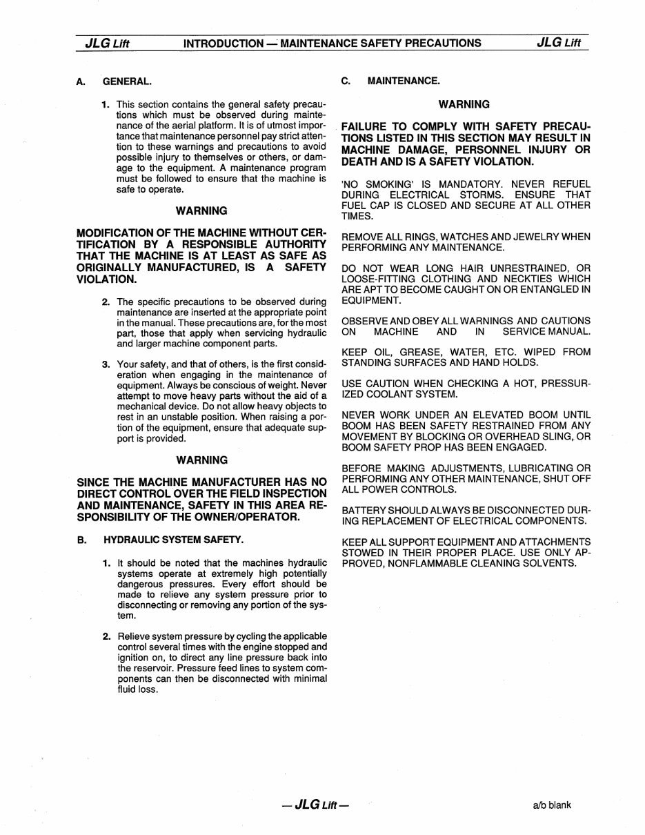 JLG Boom Lifts 60HA Service Repair Workshop Manual (P/N:3120655) preview img 3