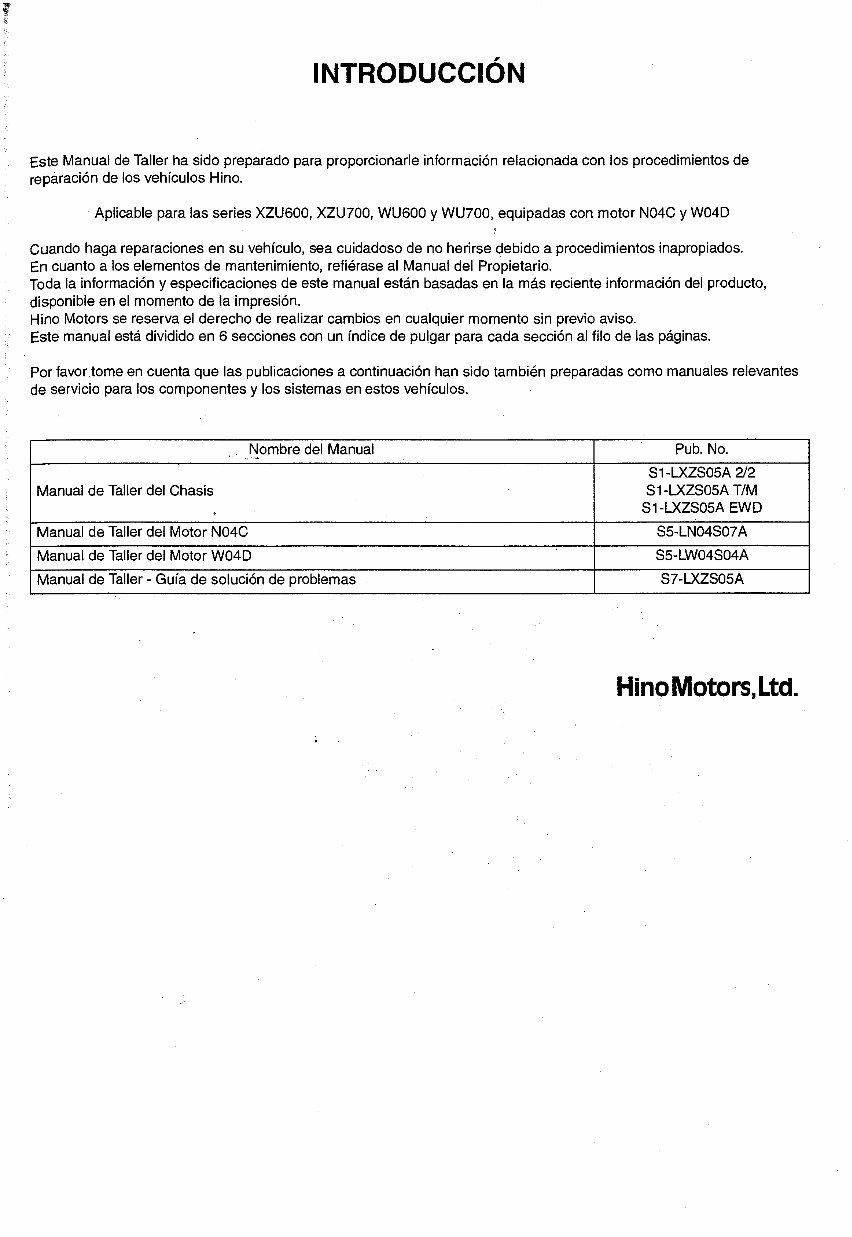 HINO Truck 300 Series Service & Repair Manual (Spanish Language) preview img 2
