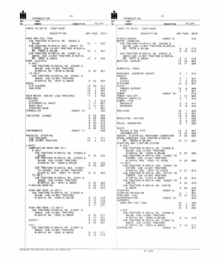 International Farmall Cub & Cub Lo-Boy Tractor Illustrated Parts Catalog TC37F - IMPROVED - preview img 5