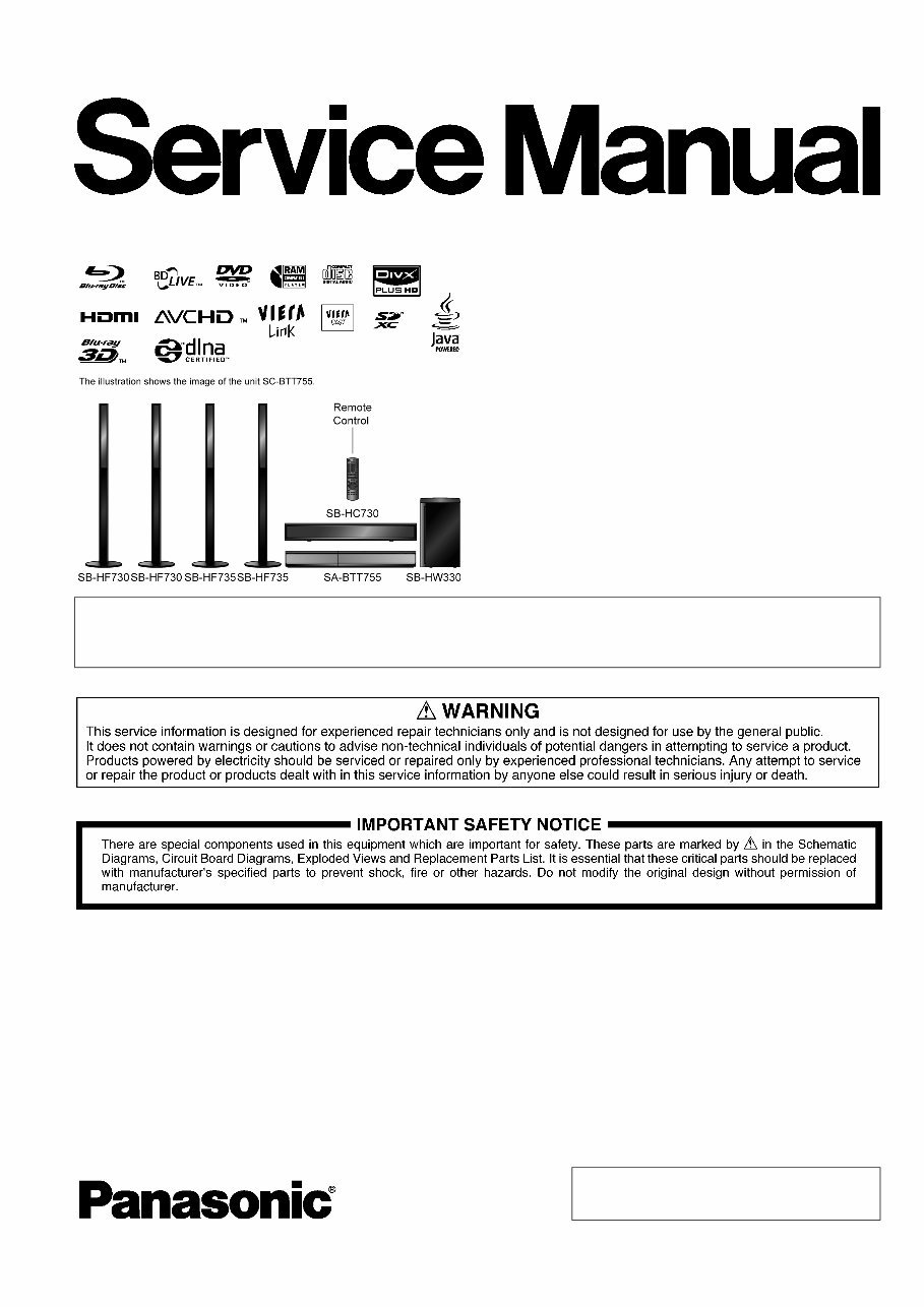Panasonic SC-BTT755 Service Manual and Repair Guide preview img 1